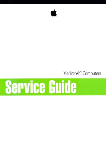 Macintosh Computers Volume I. Service  Guide