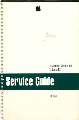 Macintosh Computers Volume  III. Service  Guide