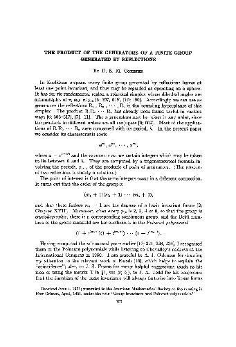 The Product Of Generators of Finite Generations by reflections