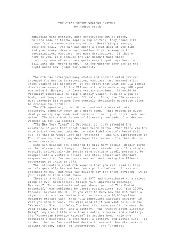 Secret and Lies: A History of CIA Torture and Bio-Weapons Experiments