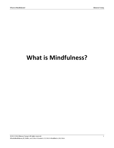 What is Mindfulness?