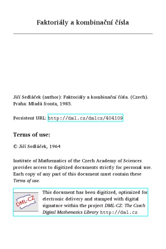 Faktoriály a kombinační čísla