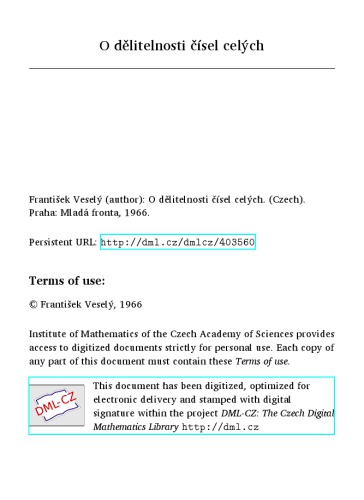 O dělitelnosti čísel celých