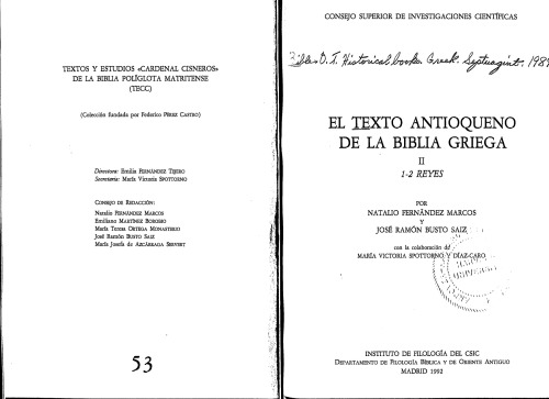 El texto Antioqueno de la biblia griega : II. 1-2 Reyes.