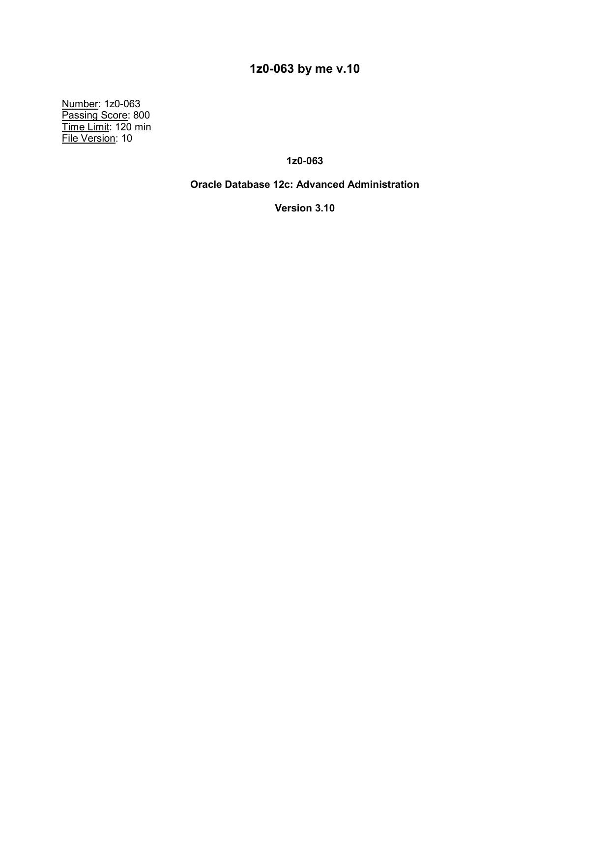 Oracle Exam. 1z0-063.by.me.249q v.10