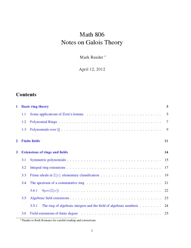 Notes on Galois Theory