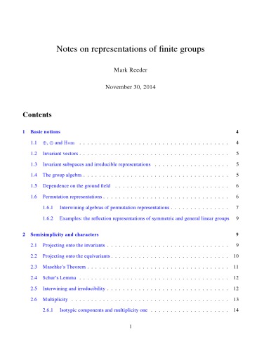 Notes on representations of finite groups