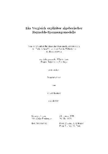 Ein Vergleich expliziter algebraischer Reynolds-Spannungsmodelle