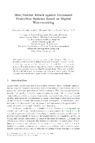 Blur-Deblur Attack against Document Protection Systems Based on Digital Watermarking