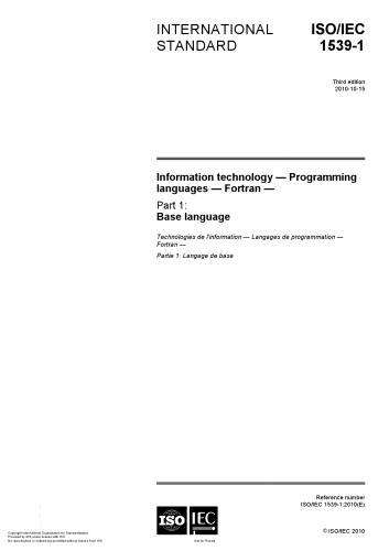 ISO/IEC 1539-1:2010 - Programming Languages - Fortran - Base language