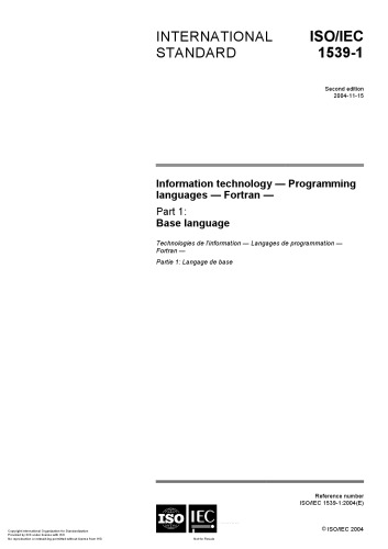ISO/IEC 1539-1:2003 - Programming Languages - Fortran - Base language