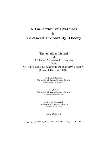 A first look at rigorous probability theory - solutions manual