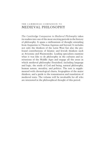 The Cambridge Companion to Medieval Philosophy
