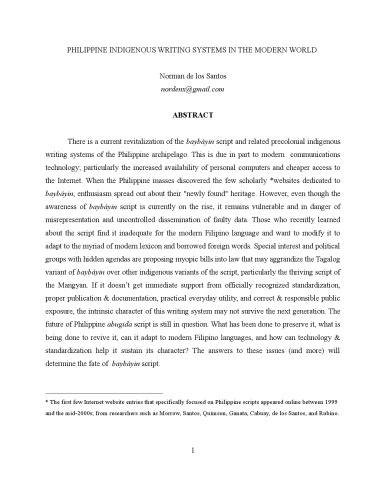 Philippine indigenous writing systems in the modern world