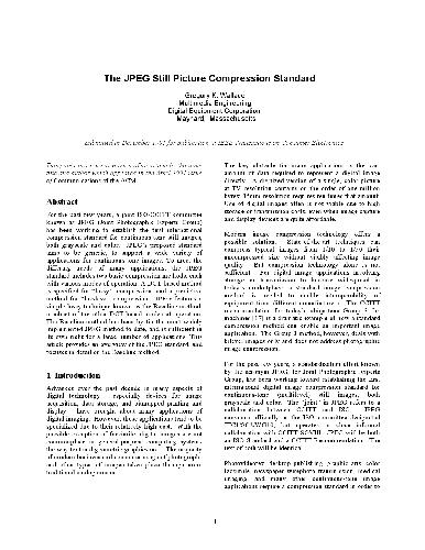 The JPEG Still Picture Compression Standard