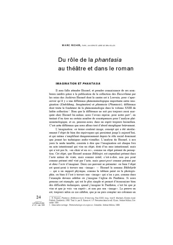 Du rôle de la phantasia au théâtre et dans le roman