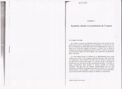 Symetrie chirale et constitution de l´espace