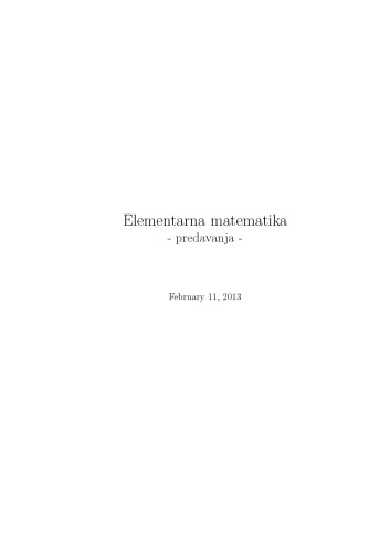 Elementarna matematika - predavanja