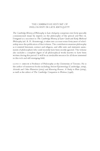 The Cambridge History of Philosophy in Late Antiquity