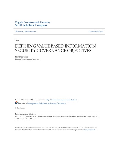 Defining Value Based Information Security Governance