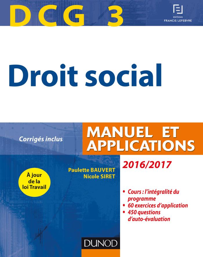 DCG3 - Droit social 2016/2017 manuel et applications