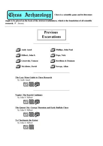 Chess Archeology’s Excavations 1998-2001