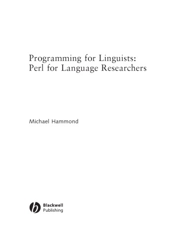 Programming for Linguists. Perl for Language Researchers