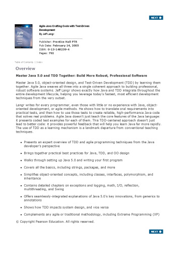 Agile Java(TM): Crafting Code with Test-Driven Development