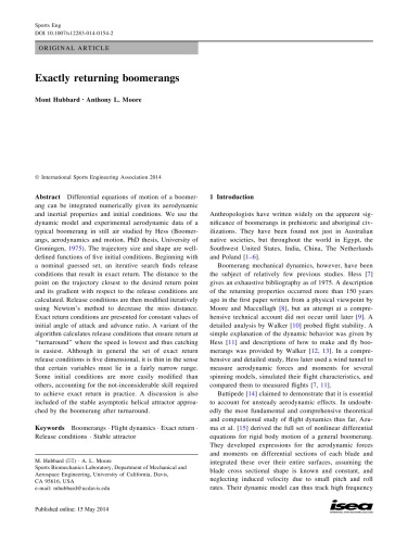 Exactly returning boomerang