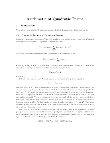 Arithmetic of Quadratic Forms