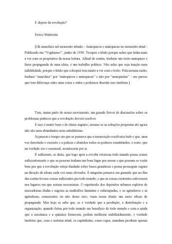 E depois da revolução