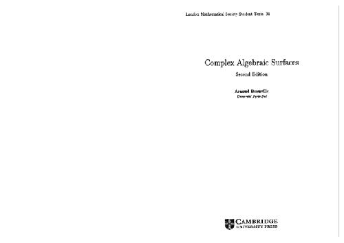 Complex Algebraic Surfaces