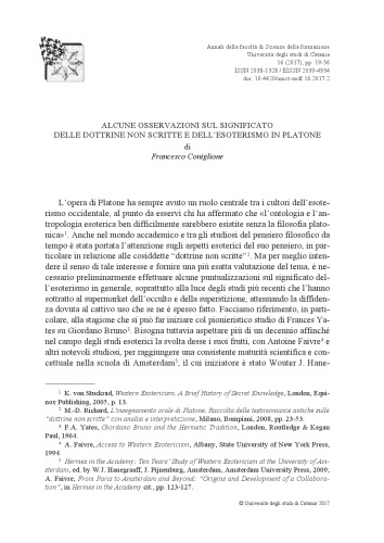 Alcune osservazioni sul significato delle dottrine non scritte e dell’esoterismo in Platone
