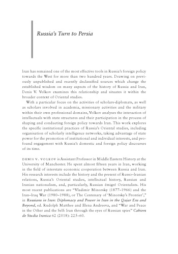 Russia’s Turn to Persia: Orientalism in Diplomacy and Intelligence