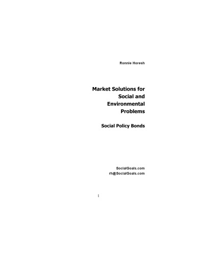 Market Solutions for Social and Environmental Problems: Social Policy Bonds