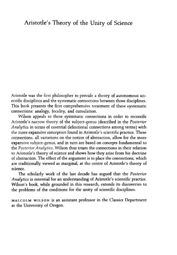 Aristotle’s Theory of the Unity of Science