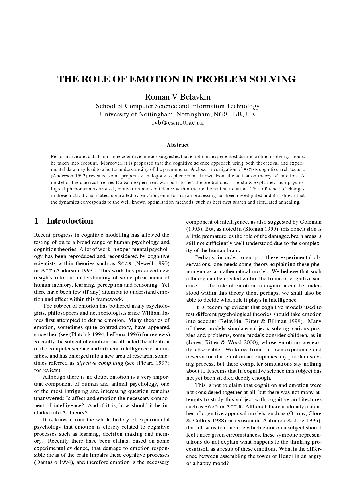 the Role of Emotion in Problem Solving