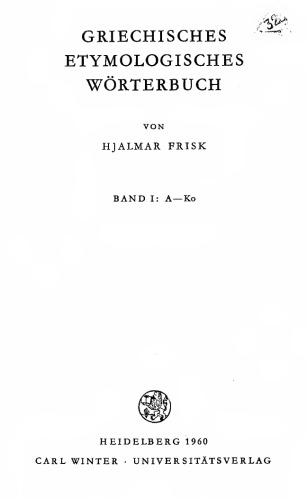 Griechisches etymologisches Wörterbuch