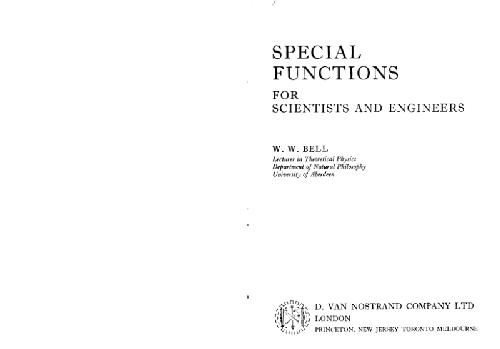 Special Functions for scientists and engineers