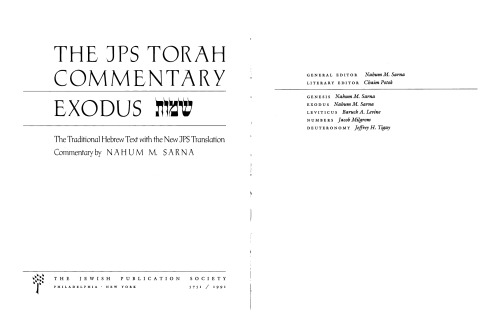 Exodus: The Traditional Hebrew Text with the New JPS Translation