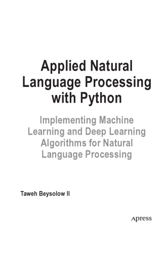 Applied Natural Language Processing with Python. Implementing Machine  Learning and Deep Learning  Algorithms for Natural Language Processing