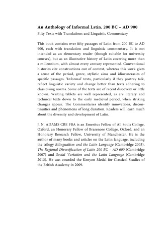 An Anthology of Informal Latin, 200 BC–AD 900 : Fifty Texts with Translations and Linguistic Commentary