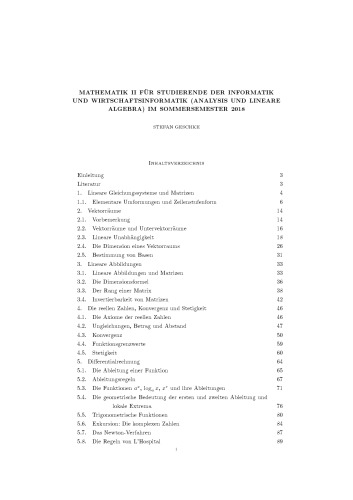 Mathematik II für Studierende der Informatik und Wirtschaftsinformatik