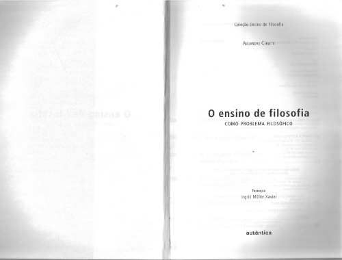O ensino de filosofia como problema filosófico