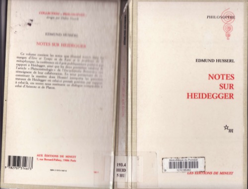 Notes sur Heidegger