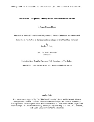 Internalized Transphobia, Minority Stress, and Collective Self-Esteem