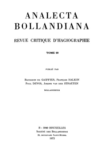 Analecta Bollandiana. Revue critique d’hagiographie