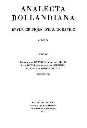 Analecta Bollandiana. Revue critique d’hagiographie