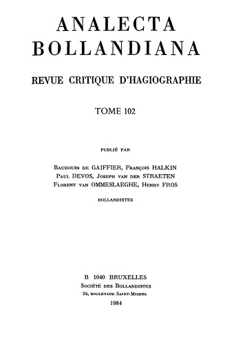 Analecta Bollandiana. Revue critique d’hagiographie