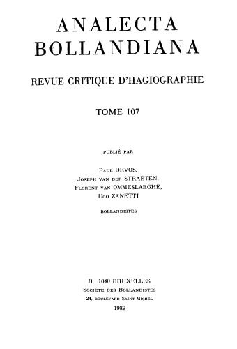 Analecta Bollandiana. Revue critique d’hagiographie